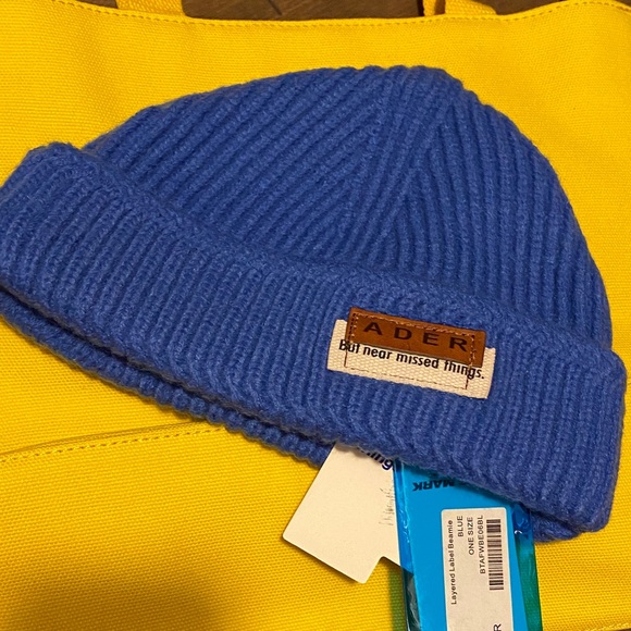 Ader Error Blue logo patch Wool Knit Beanie (100% wool) BNWT Black Friday 🥳 - Picture 3 of 4